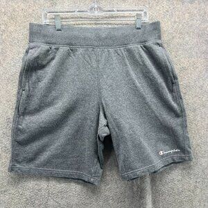 Champion Shorts Mens Large Gray Athletic Lounge Shorts Embroidered Logo Vintage